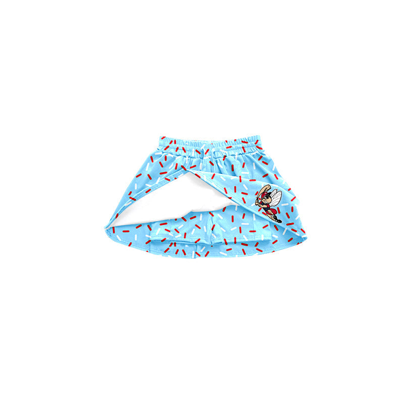 Baby Girl Baseball Cartoon Team Blue Bee Shorts Skort ( Moq 5 )