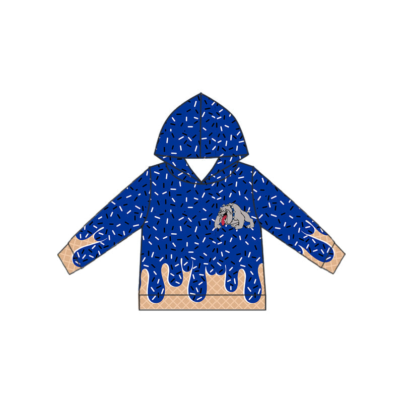 Baby Kids Toddler Blue Long Sleeves Dog Team Hoodie Shirt ( Moq 5 )