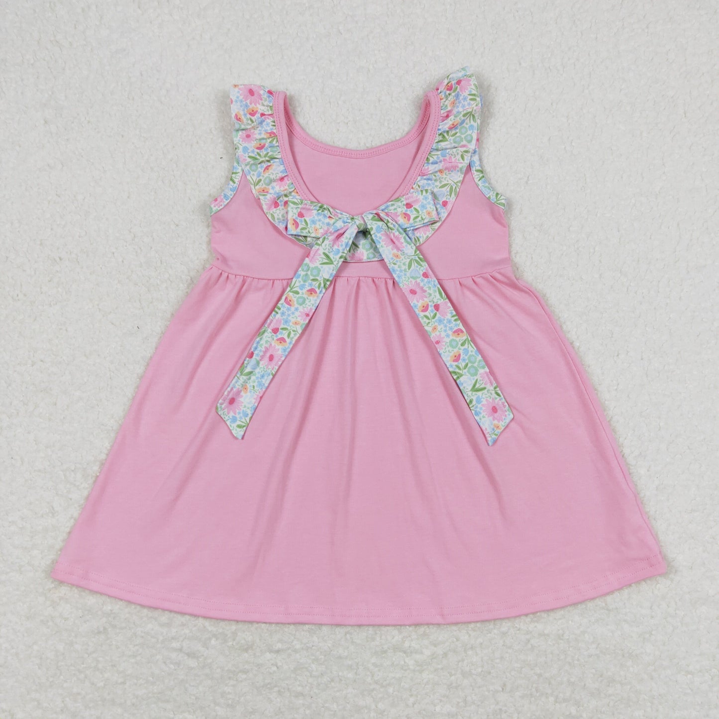 Baby Girl Sleeveless Floral Ruffle Summer Pink Dress