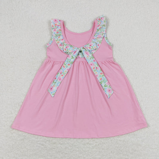 Baby Girl Sleeveless Floral Ruffle Summer Pink Dress