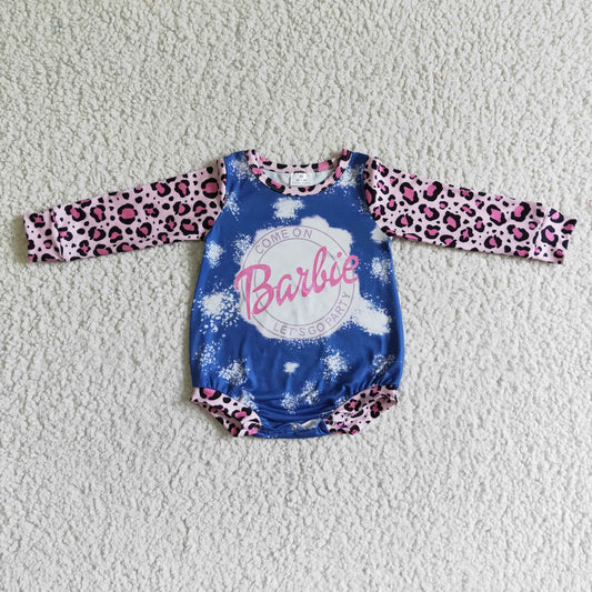 Promotion Baby Girl Leopard Long Sleeves Doll Bubble Romper RTS