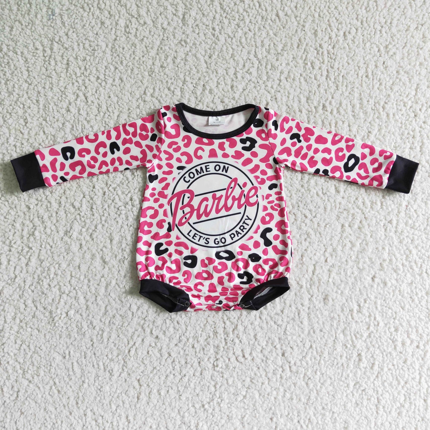 Promotion Baby Girl Pink Leopard Long Sleeves Doll Bubble Romper RTS