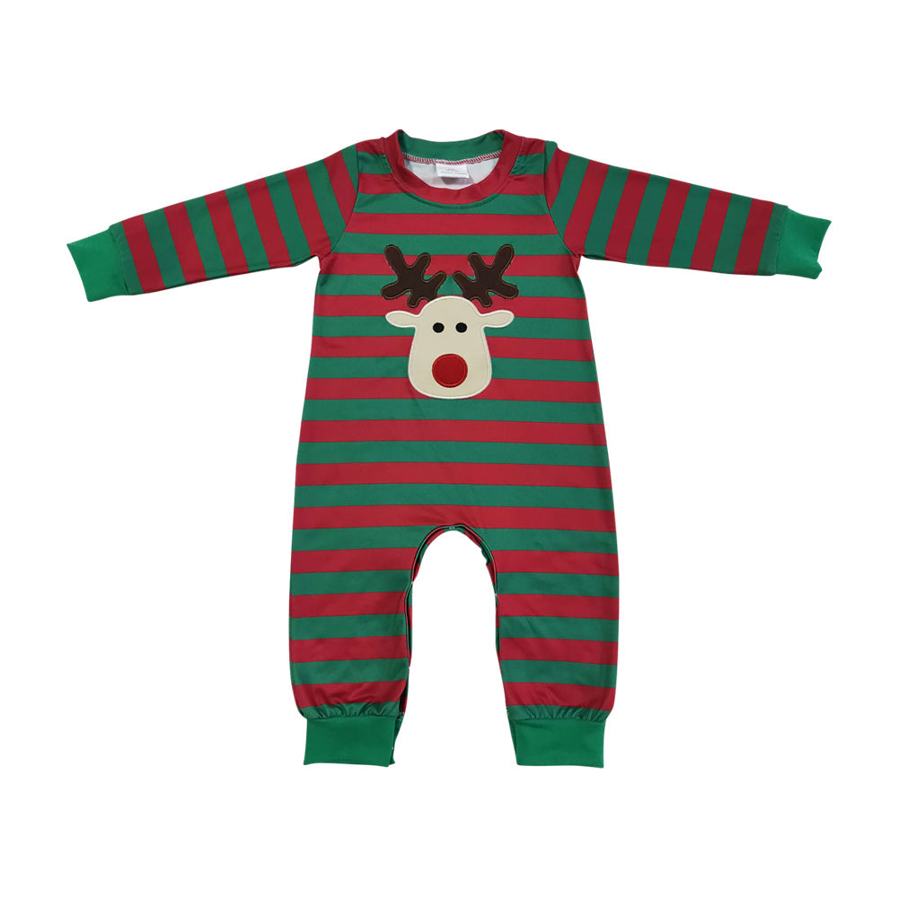 Baby Boy Girl Long Sleeves Embroidery Deer Sibling Christmas Romper Dress Set RTS