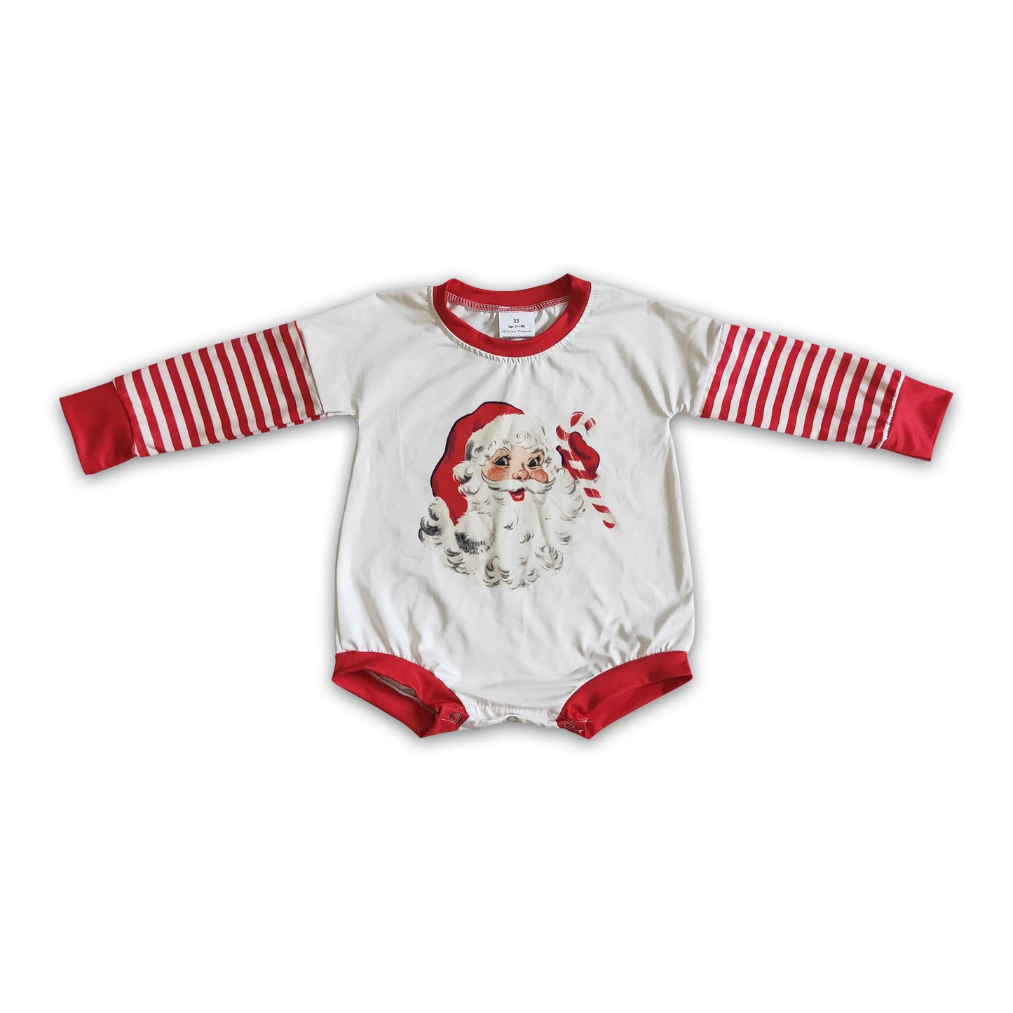 Promotion Baby Kids Infant Stripes Long Sleeves Christmas Santa Bubble Romper RTS