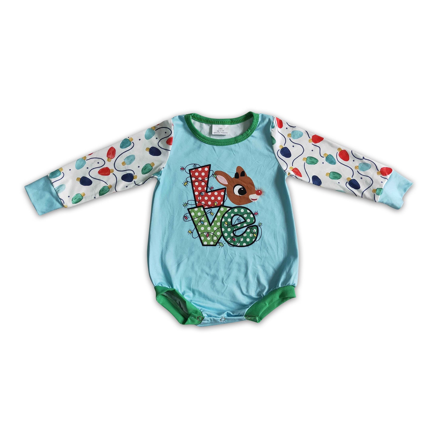 Promotion Baby Kids Infant Long Sleeves Christmas Deer Bubble Romper RTS