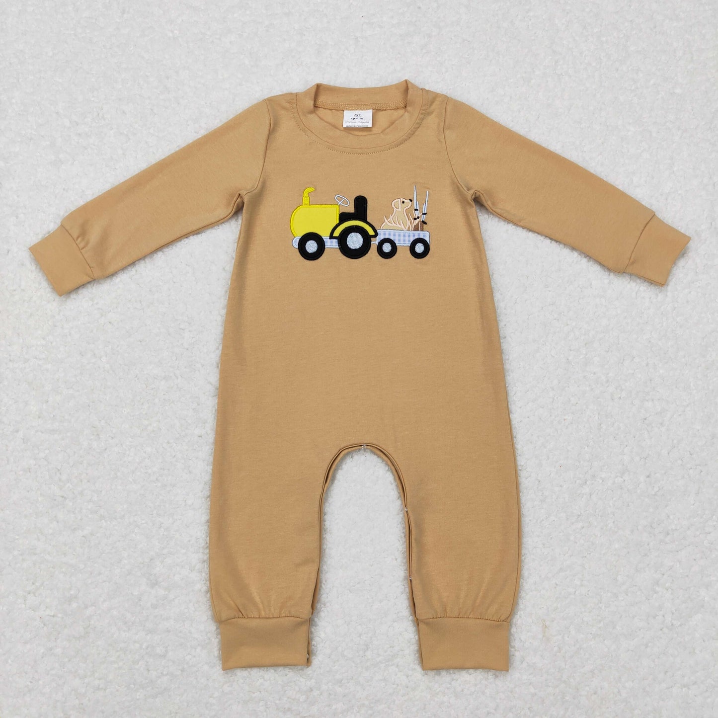 Sibling Baby Boys Long Sleeves Embroidery Dogs Ducks Trucks Hunting Romper Set RTS