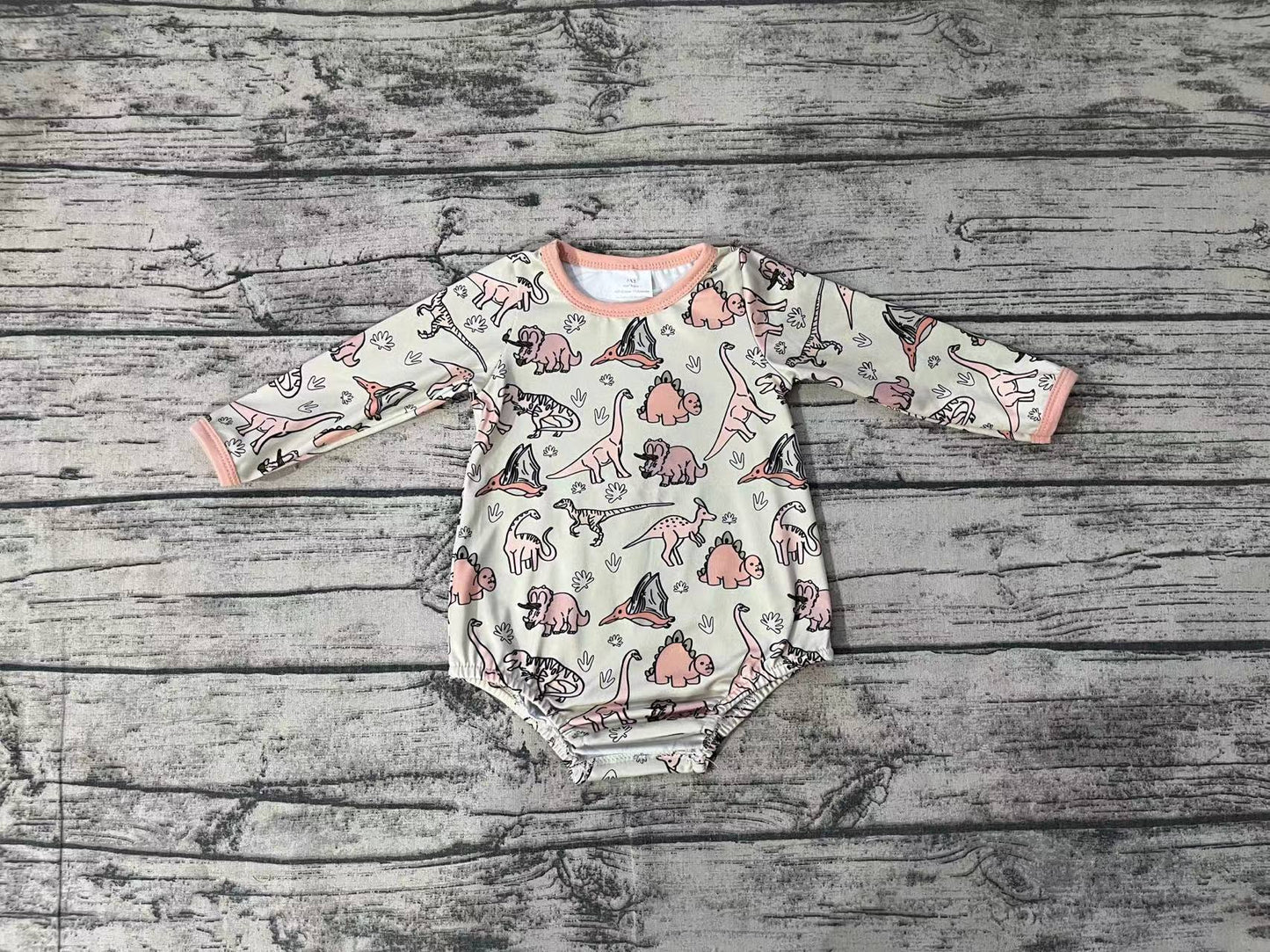 Baby Boy Long Sleeves Dinosaurs Bubble Romper