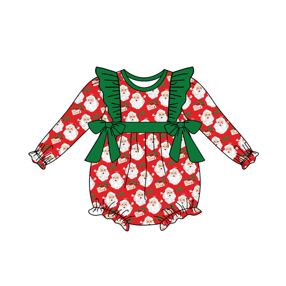 Pre-order Baby Infant Girls Christmas Santa Bows Romper