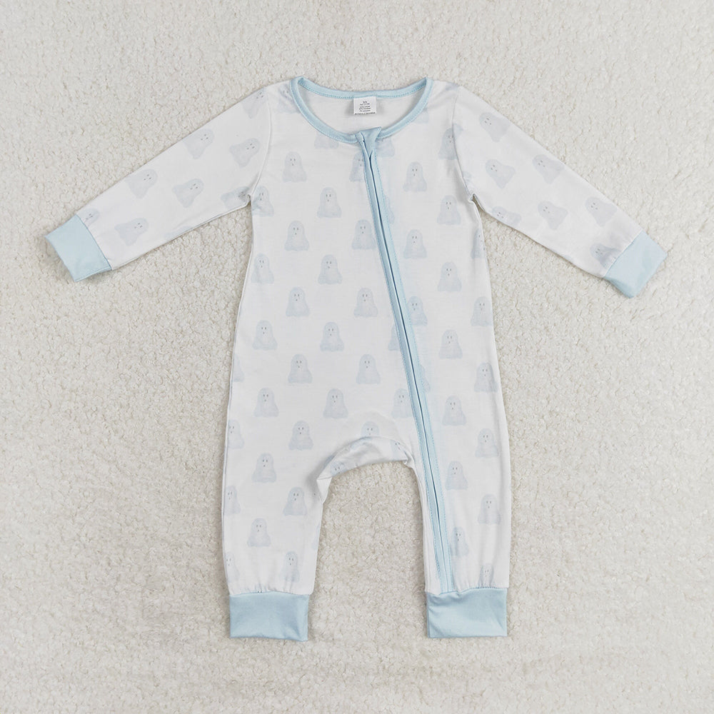 Baby Boy Girl Halloween Ghost Bamboo Romper Pajamas Set