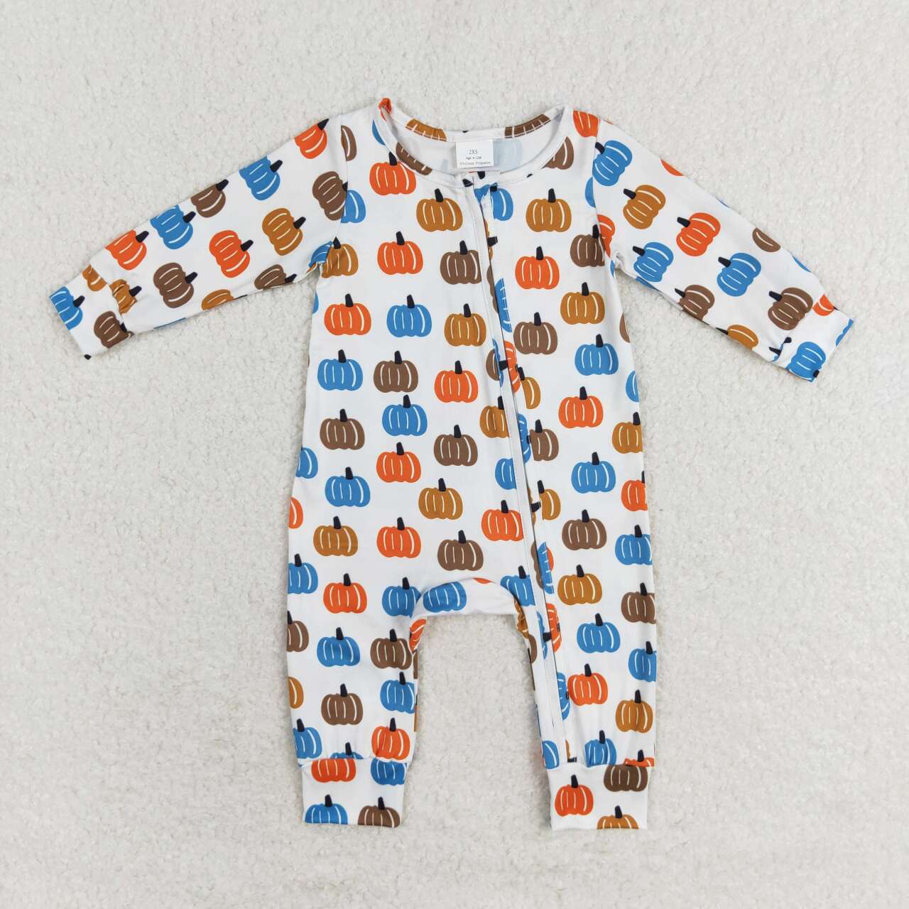 Baby Boy Girl Long Sleeves Pumpkins Zipper Sleeper Romper Sibling Fall Clothes RTS
