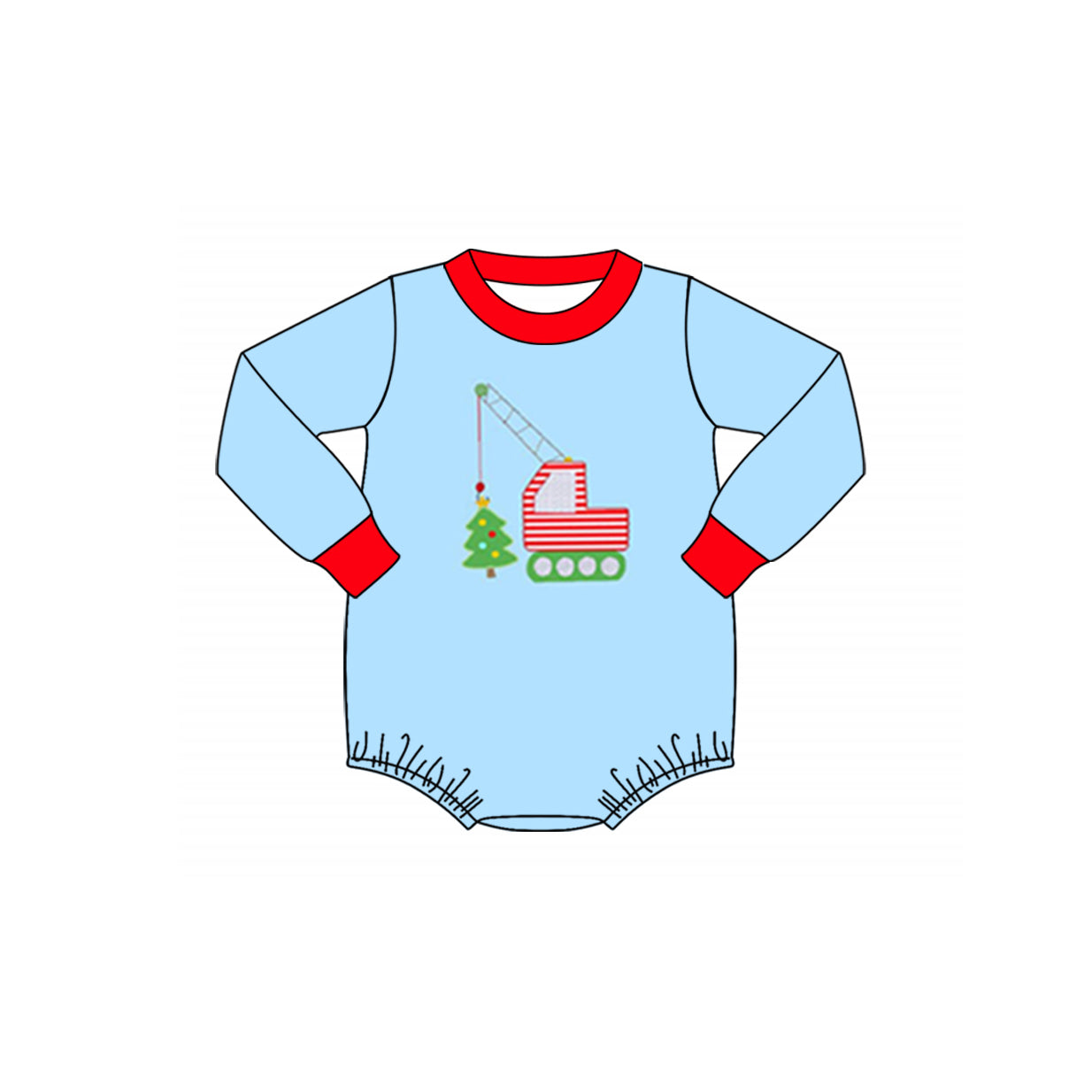 Pre-order Baby Boy Infant Christmas Tree Truck Blue Bubble Romper