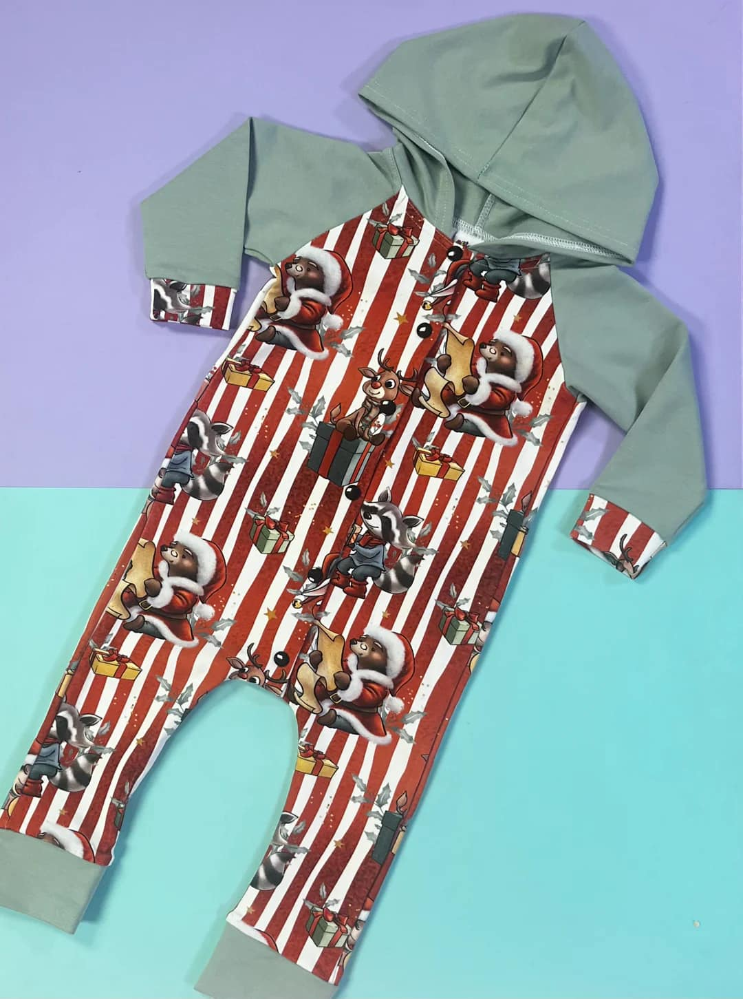 Pre-order Baby Boy Long Sleeves Christmas Animal Hooded Romper