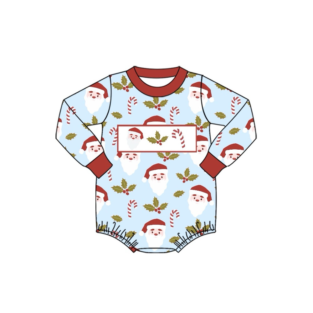 Pre-order Baby Boy Long Sleeves Christmas Santa Leaves Romper