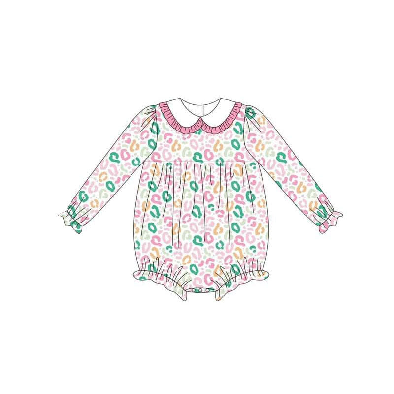 Pre-order Baby Infant Toddler Girl Leopard Bubble Romper