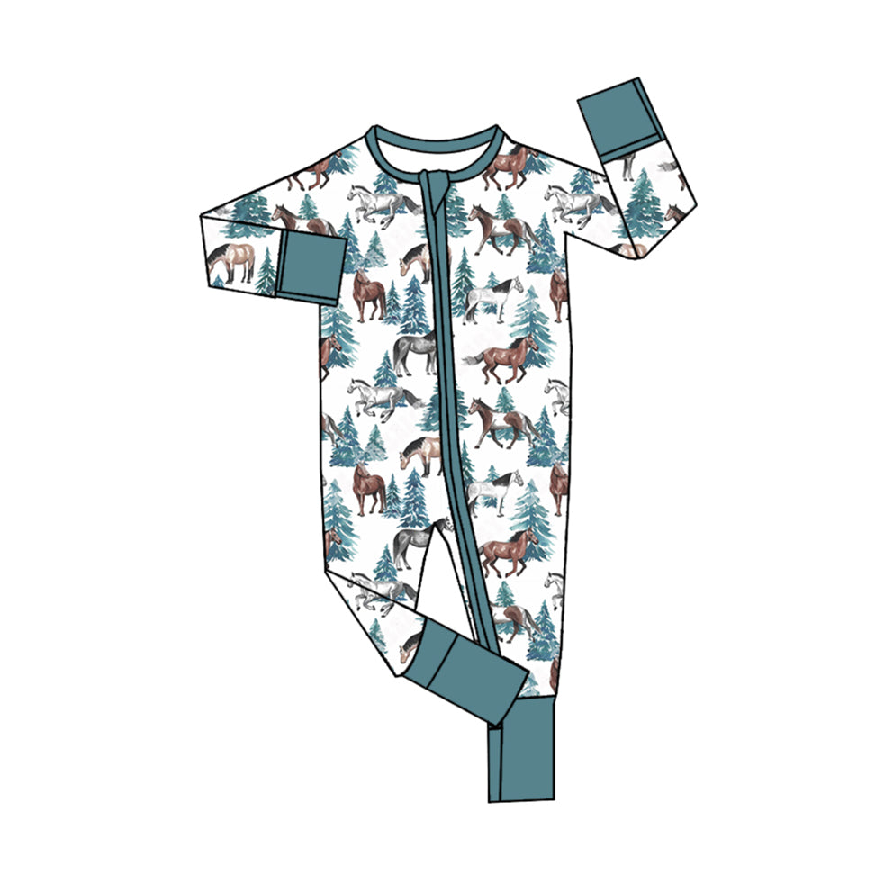 Pre-order Baby Boy Western Horse Christmas Zipper Romper