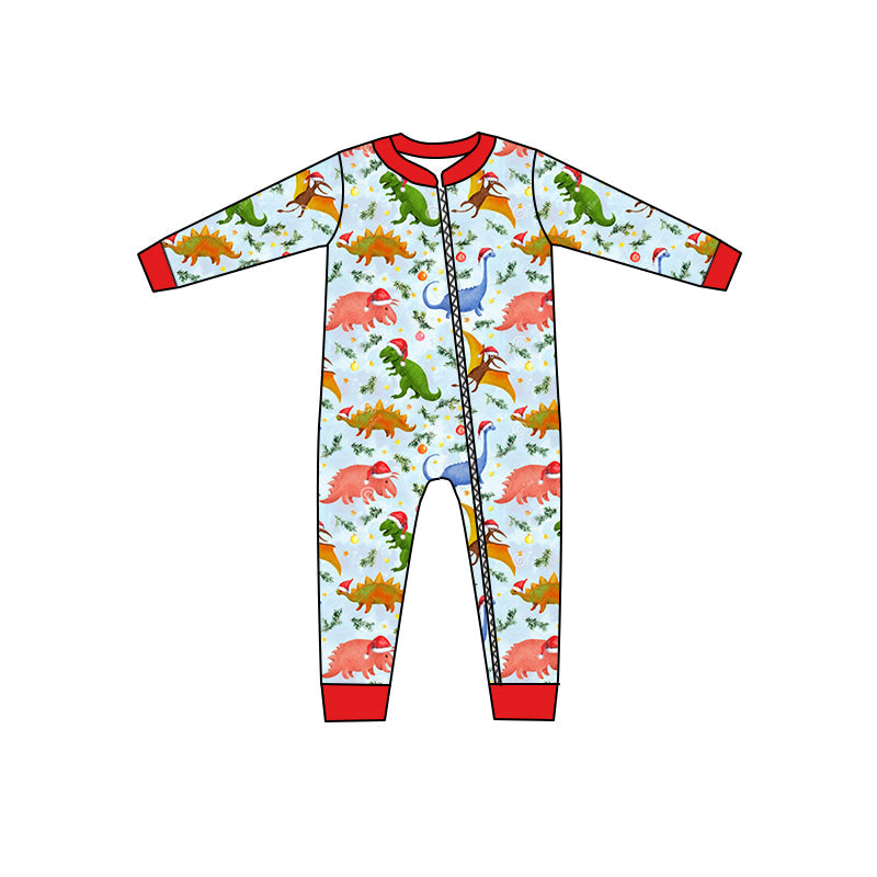 Pre-order Baby Boy Christmas Dinosaurs Zipper Romper