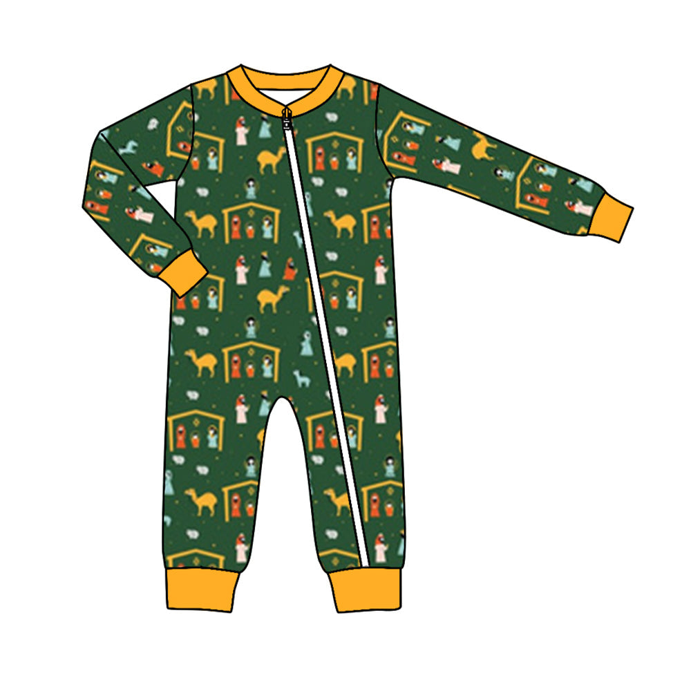 Pre-order Baby Infant Boy Long Sleeves Nativity Zipper Christmas Romper