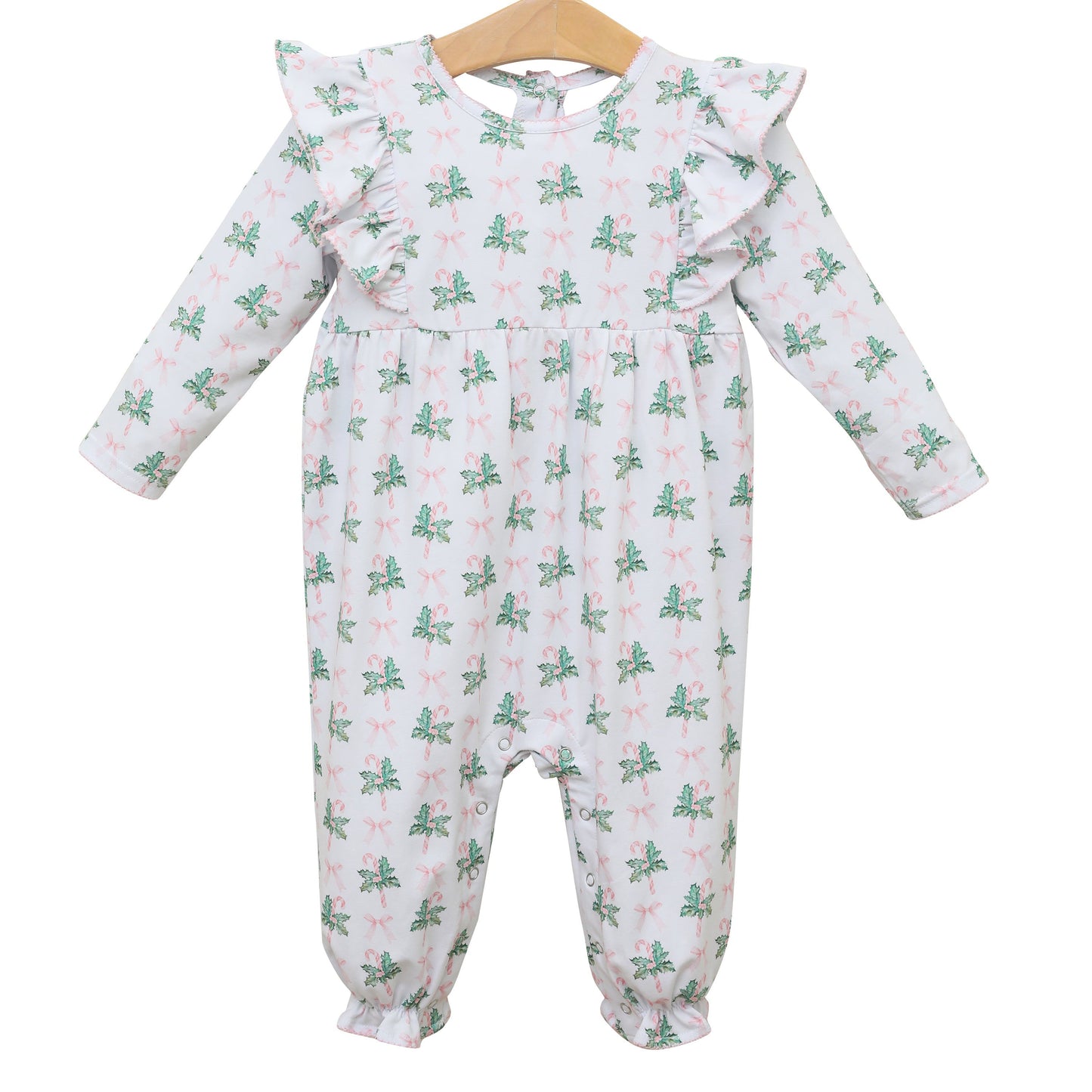 Pre-order Baby Girl Christmas Candy Cane Ruffle Romper