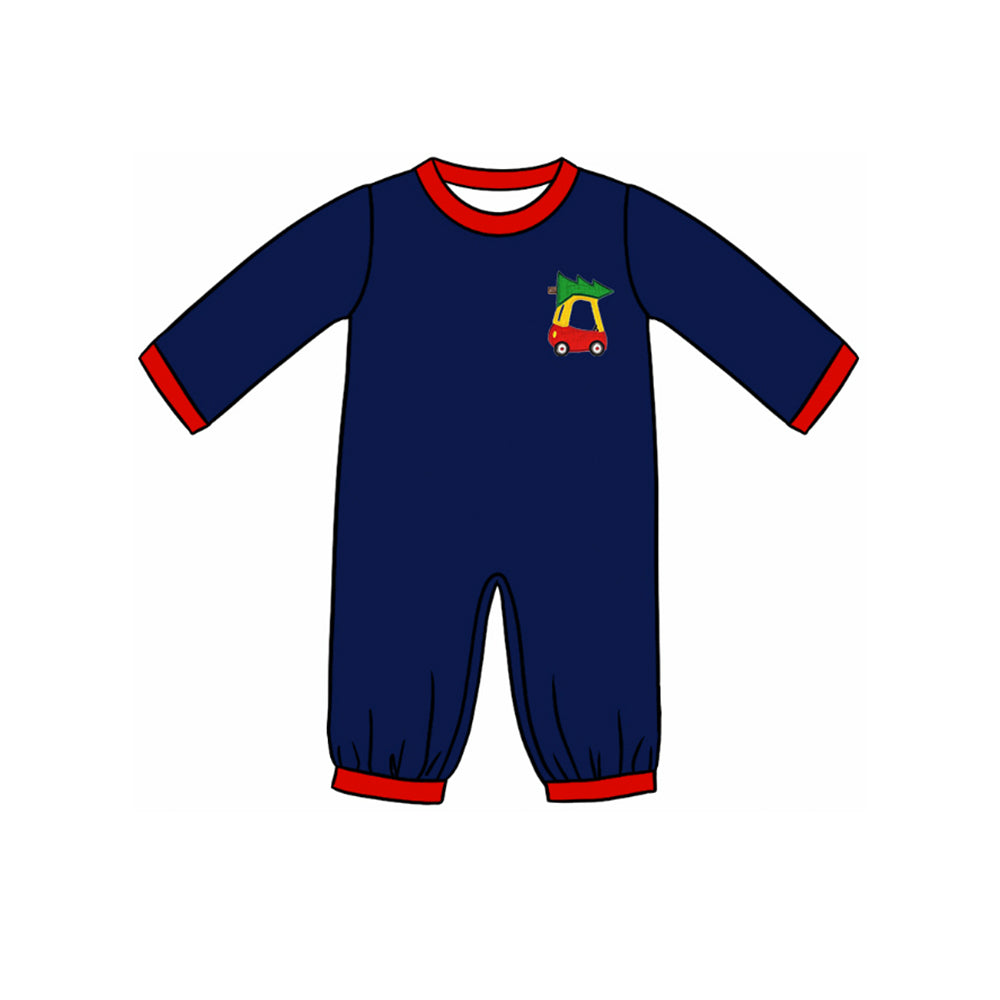 Pre-order Baby Boy Long Sleeves Christmas Tree Cart Romper
