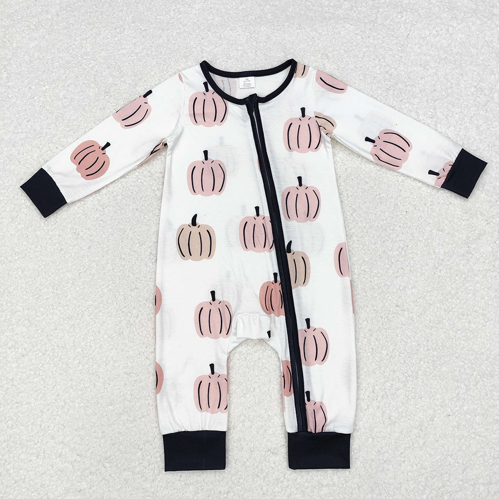 Baby Boy Girl Long Sleeves Pumpkins Zipper Sleeper Romper Sibling Fall Clothes RTS