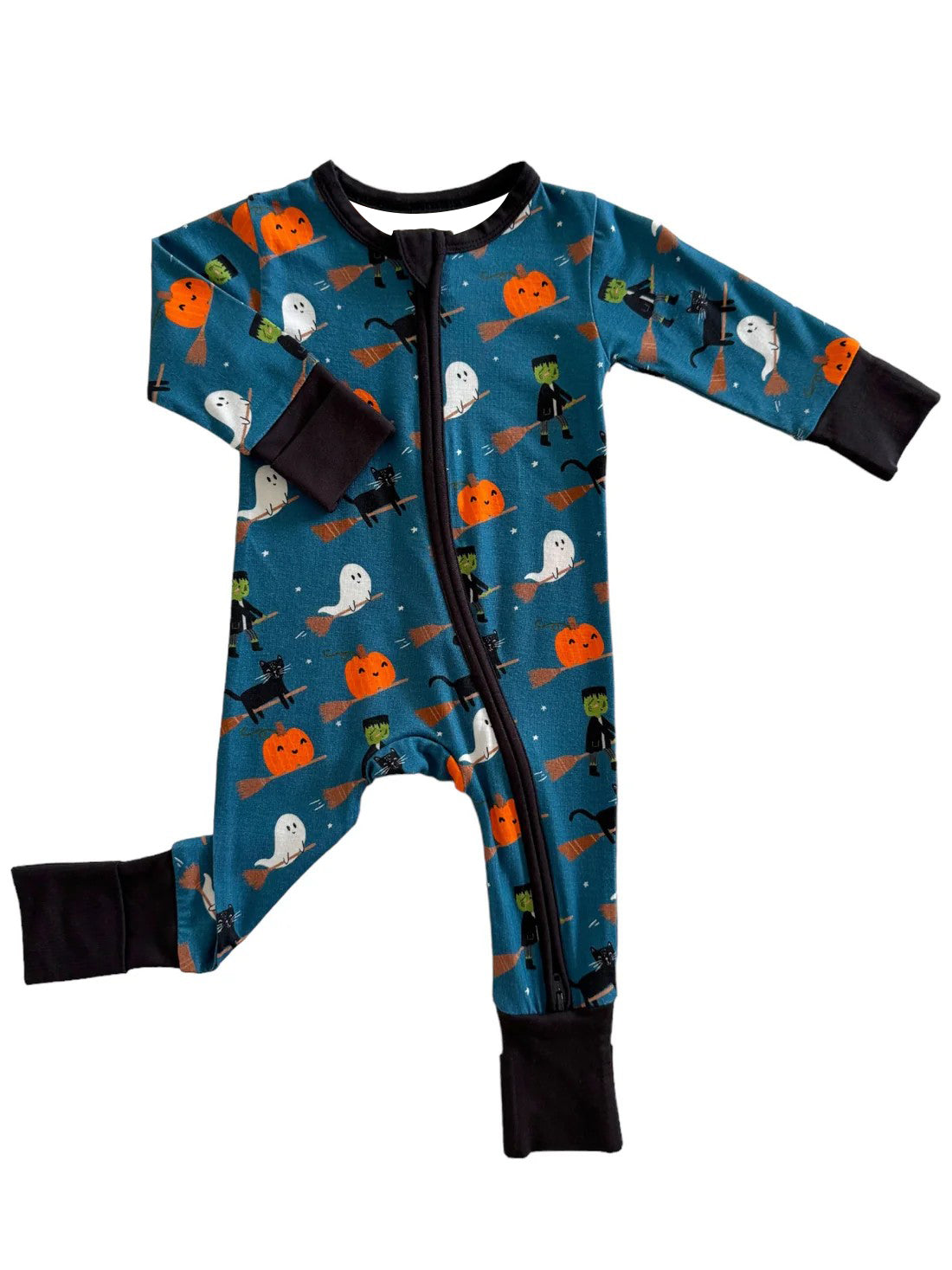 Pre-order Baby Boy Halloween Pumpkins Ghost Zipper Romper