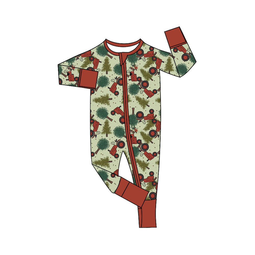 Pre-order Baby Boy Christmas Tree Truck Zipper Romper