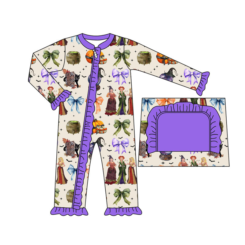 Pre-order Baby Girl Halloween Purple Zipper Romper