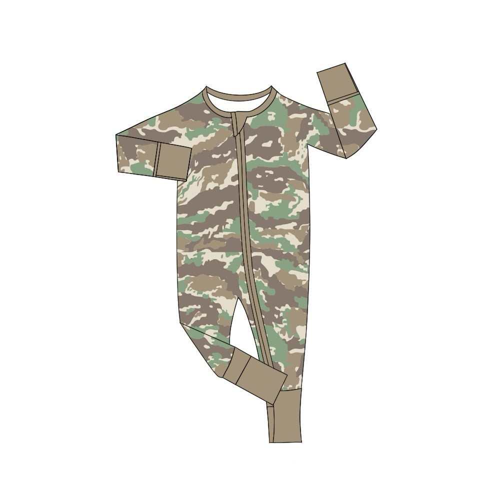 Pre-order Baby Boy Camo Zipper Long Sleeves Romper