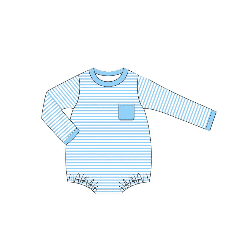 Pre-order Baby Boy Blue Stripes Pocket Bubble Romper
