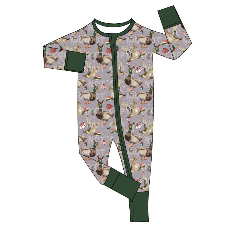 Pre-order Baby Boy Ducks Christmas Zipper Romper
