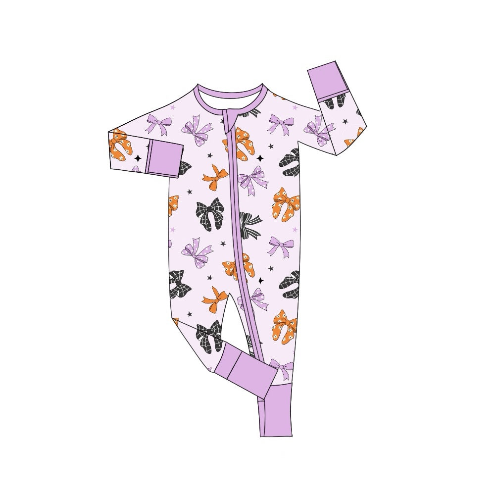 Pre-order Baby Girl Halloween Bows Zipper Romper