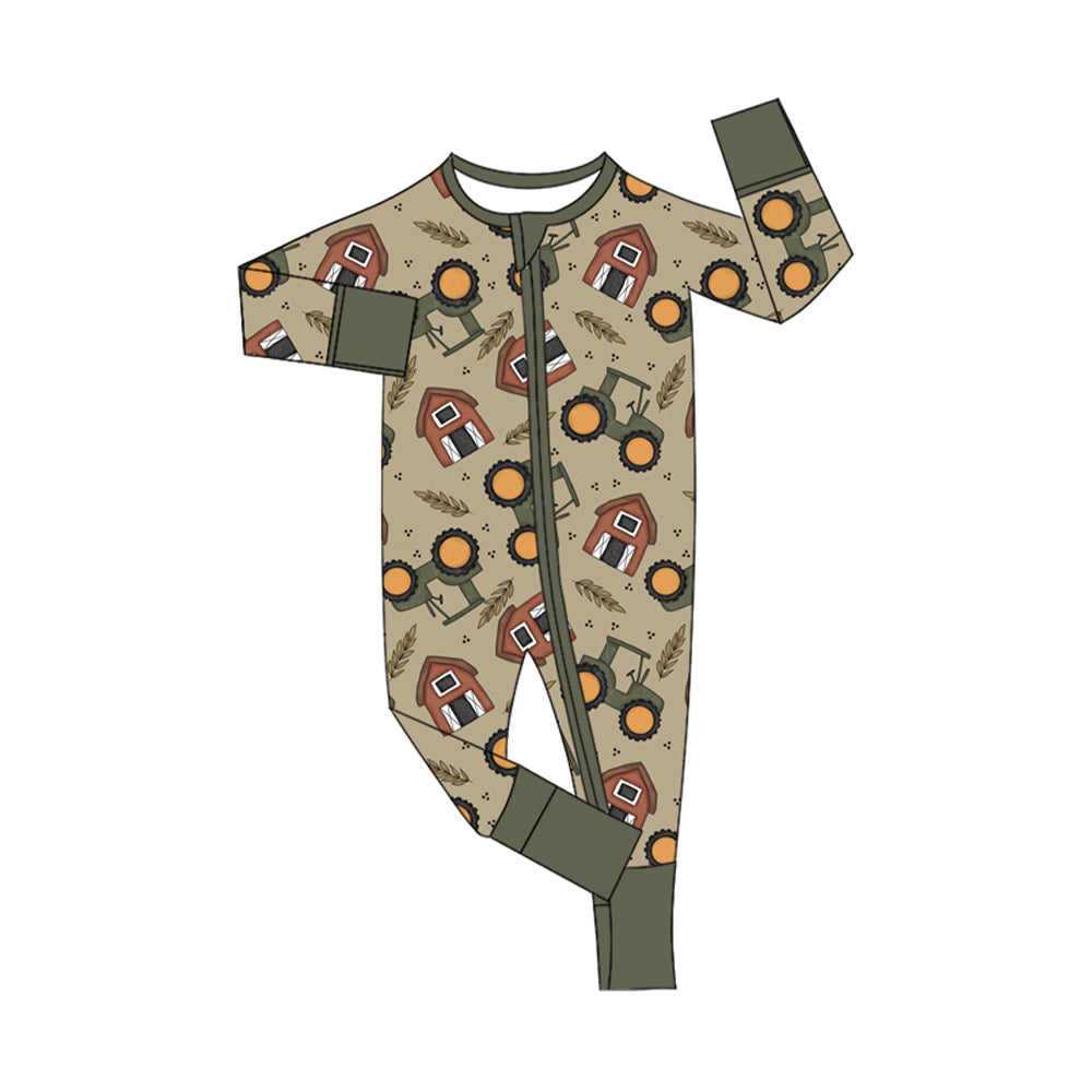 Pre-order Baby Boy Farm Tractor Zipper Romper