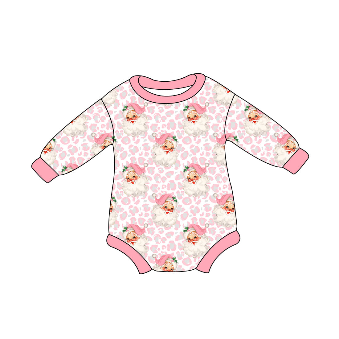 Pre-order Baby Girl Christmas Pink Leopard Santa Romper