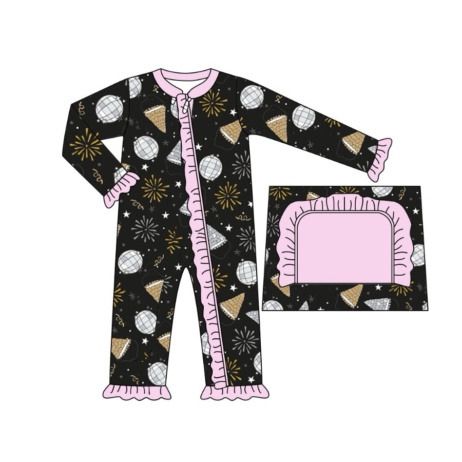 Pre-order Baby Girl Happy New Year Disco Zipper Romper