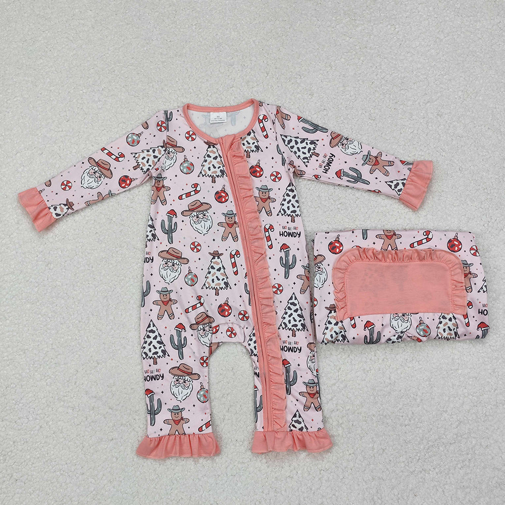 Baby Boy Girl Long Sleeves Christmas Western Tree Sibling Romper Pajamas Set