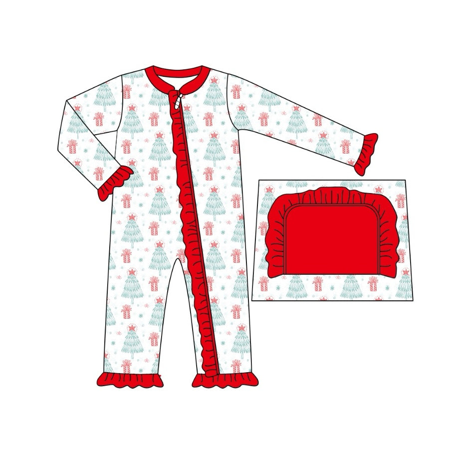 Pre-order Baby Girl Christmas Tree Zipper Romper