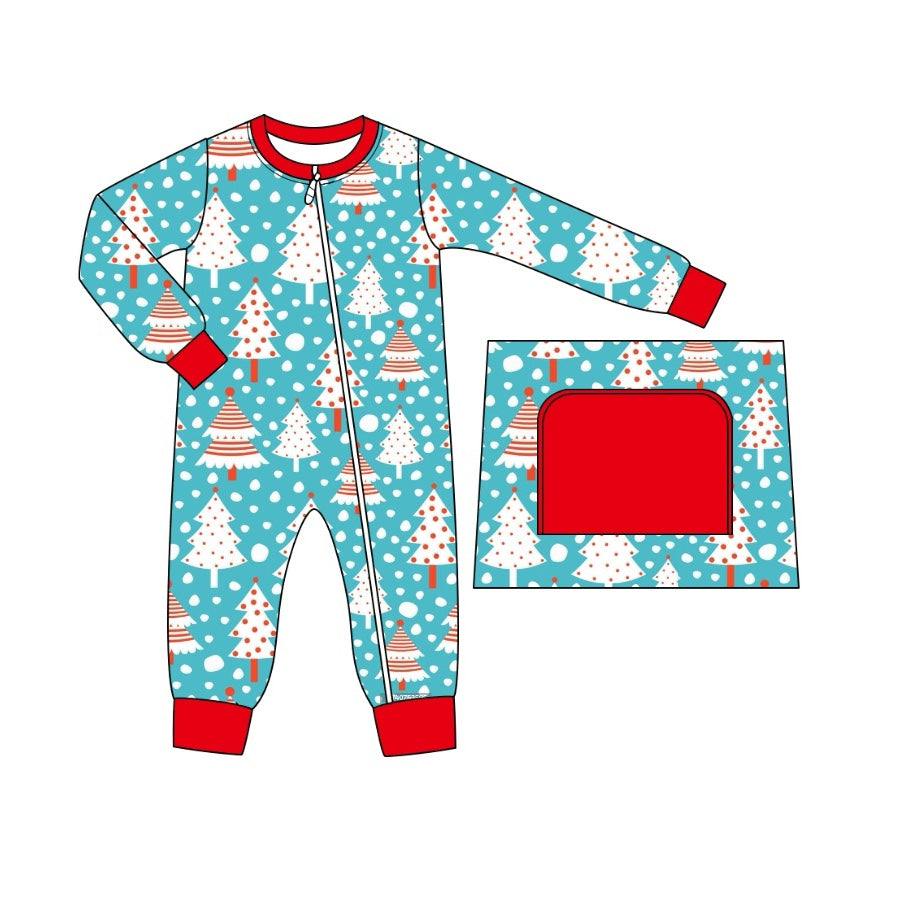 Pre-order Baby Boy Christmas Tree Dots Zipper Romper