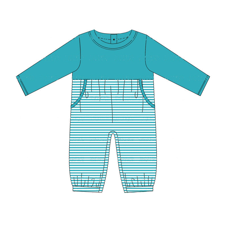 Pre-order Baby Boy Long Sleeves Stripes Pocket Christmas Romper