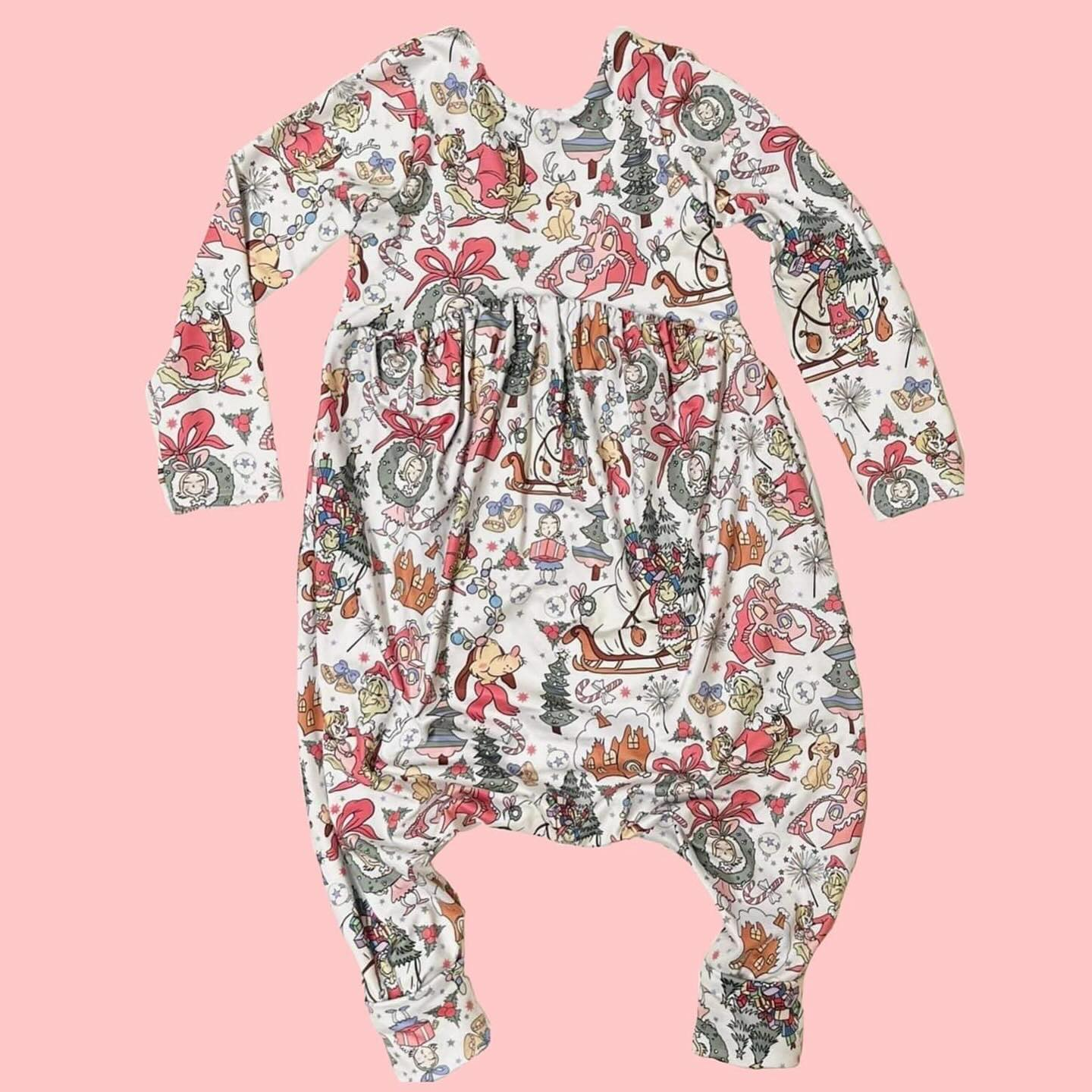 Pre-order Baby Girl Long Sleeves Face Christmas Romper