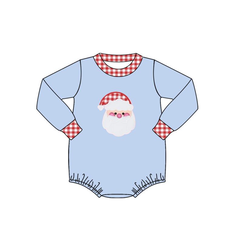 Pre-order Baby Boy Long Sleeves Christmas Santa Blue Romper