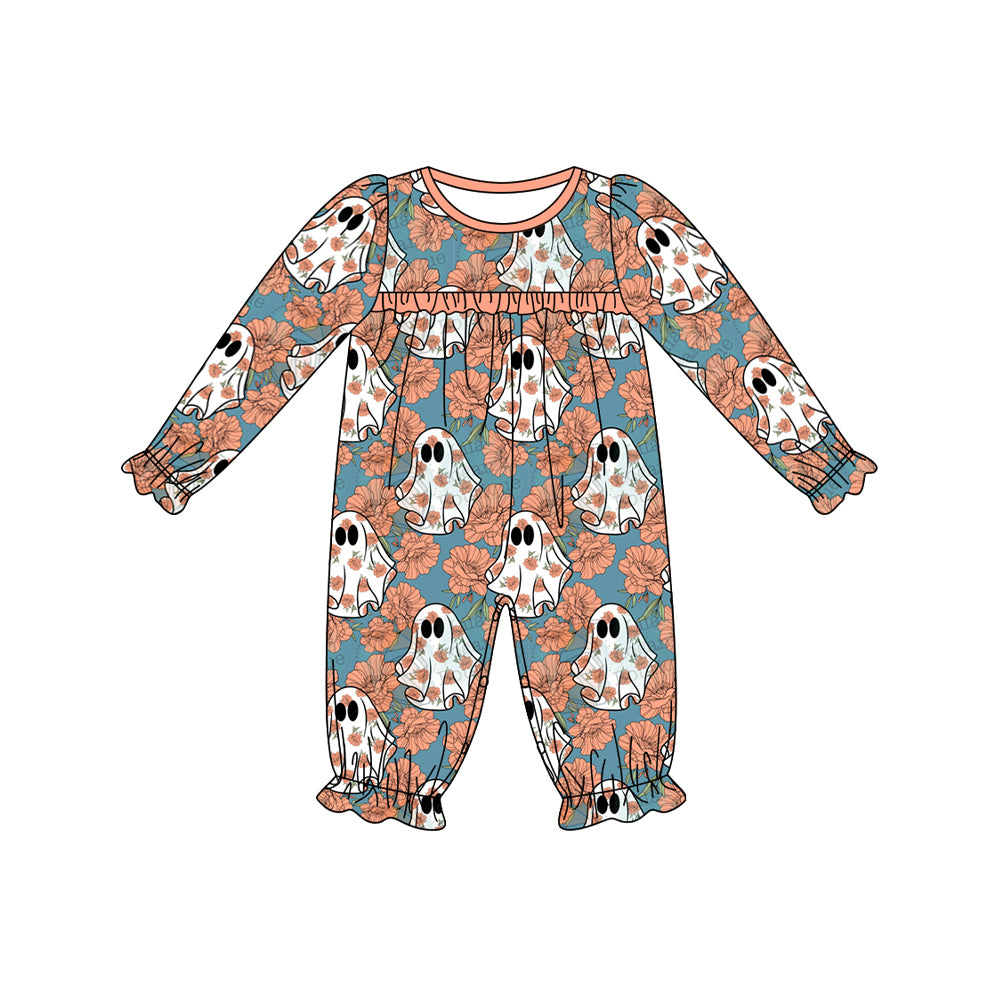 Pre-order Baby Girl Halloween Flower Ghost Romper