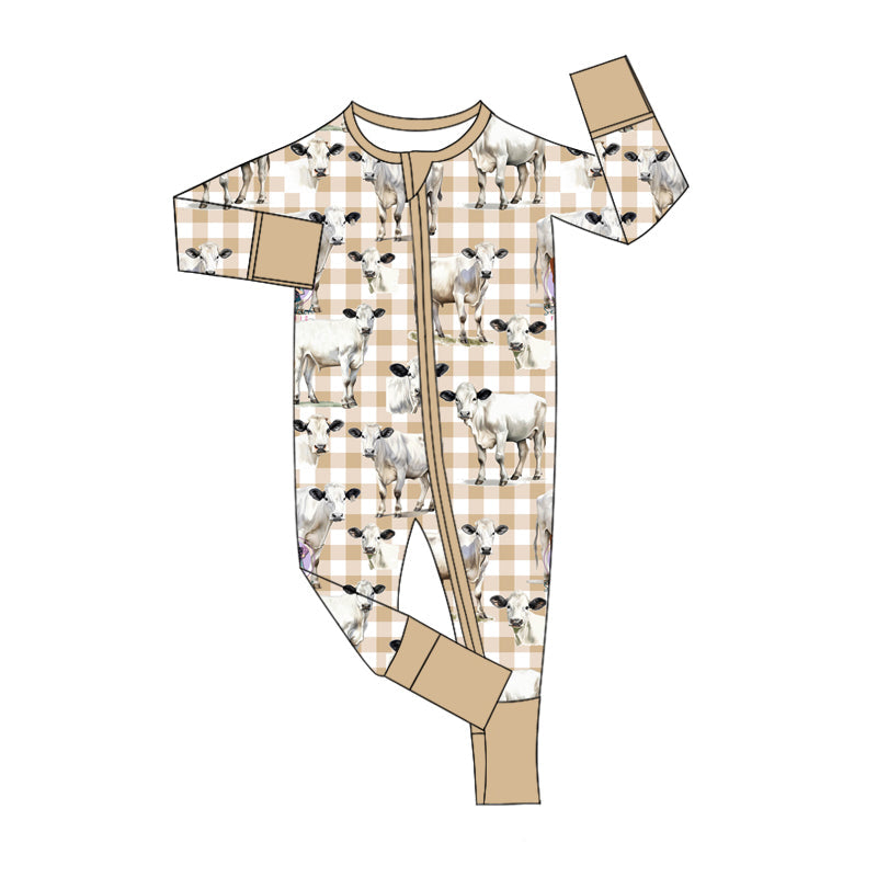 Pre-order Baby Boy Western Farm Cow Zipper Romper