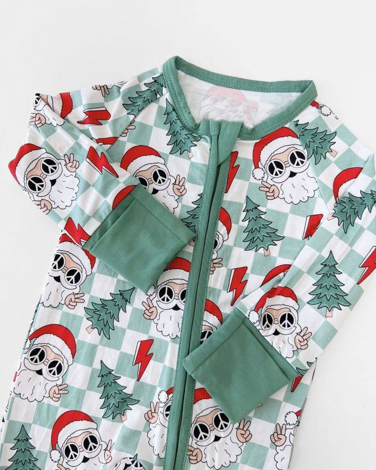Pre-order Baby Boy Santa Tree Christmas Sleeper Zipper Romper