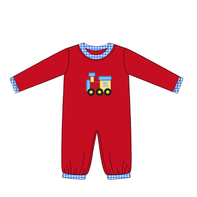 Pre-order Baby Boy Infant Red Train Rompers