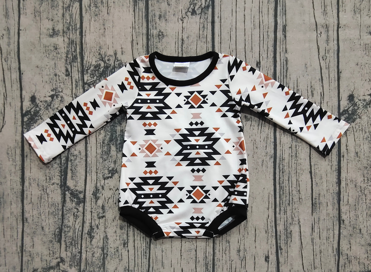 Baby Boy Infant Long Sleeves Aztec Western Bubble Romper RTS
