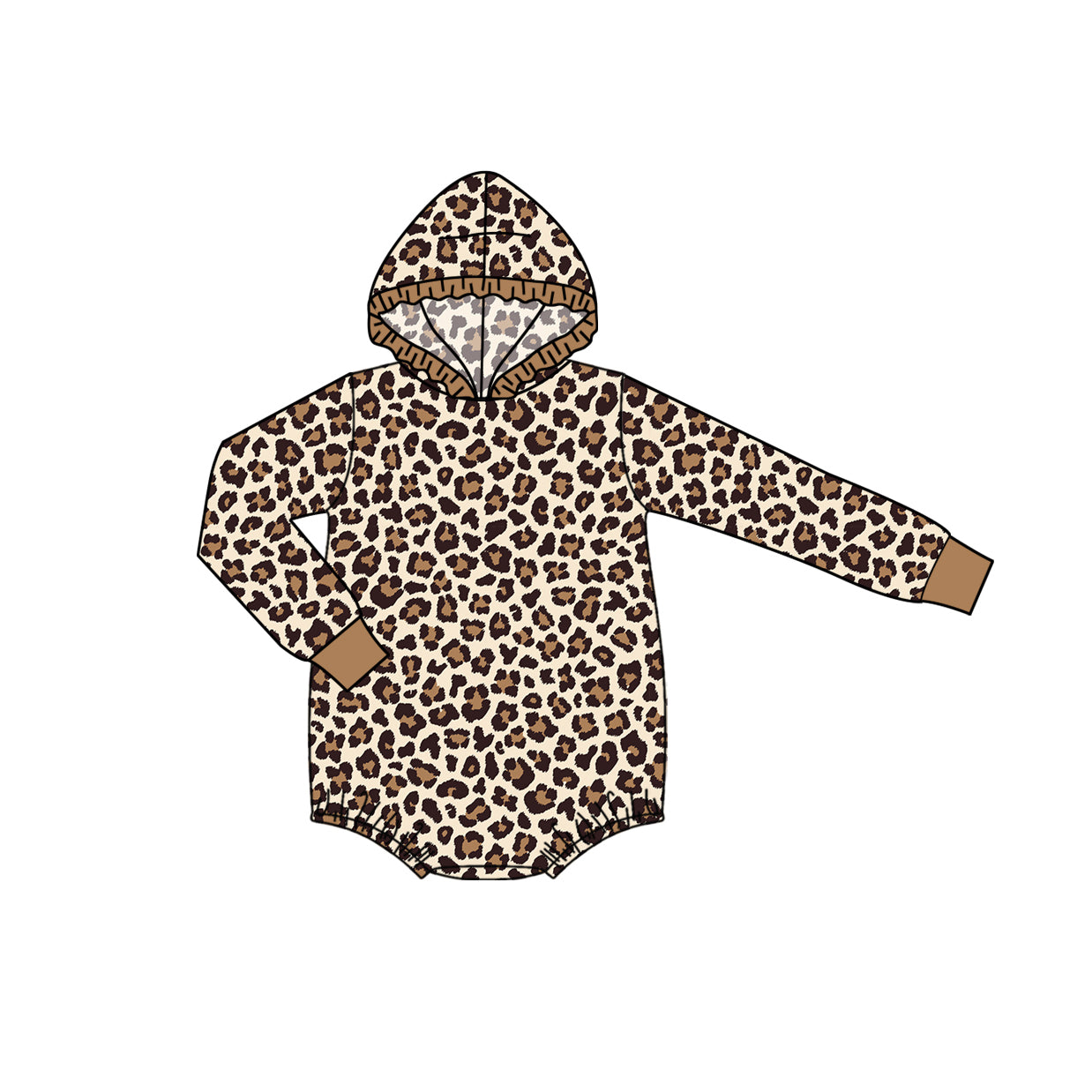 Pre-order Baby Girl Infant Fall Leopard Hoodie Romper