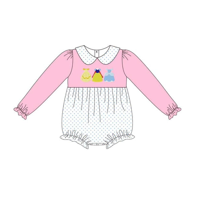 Pre-order Baby Girl Infant Princess Dots Pink Bubble Romper