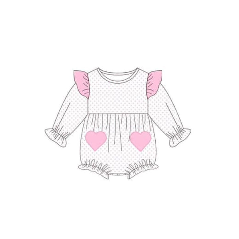 Pre-order Baby Girl Infant Dots Pink Hearts Bubble Romper