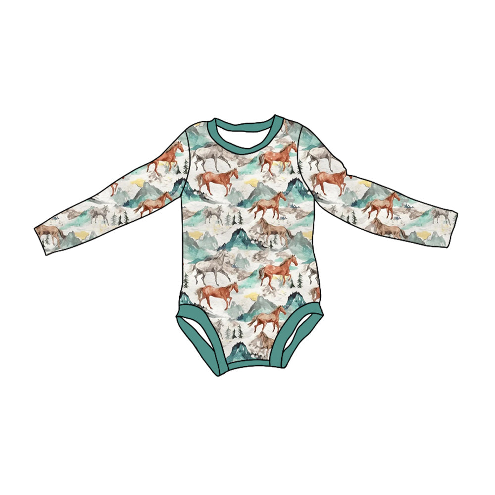 Pre-order Baby Boy Infant Horse Western Bubble Romper