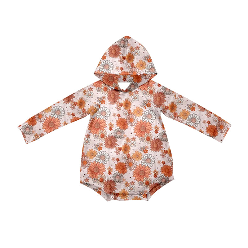 Pre-order Baby Girl Infant Long Sleeves Flower Hoodie Bubble Romper